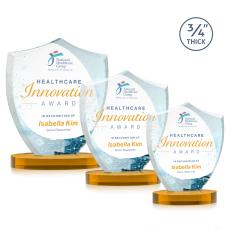 Scudo Shield Full Color Amber on Alberton Base Abstract / Misc Crystal Award - Glass Awards