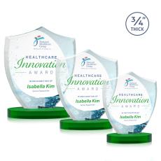 Scudo Shield Full Color Green on Alberton Base Abstract / Misc Crystal Award - Glass Awards