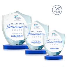 Scudo Shield Full Color Blue on Alberton Base Abstract / Misc Crystal Award - Glass Awards