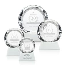 Seville White on Entwhistle Base Circle Crystal Award - Award Shapes