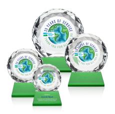 Seville Full Color Green on Entwhistle Base Circle Crystal Award - Glass Awards