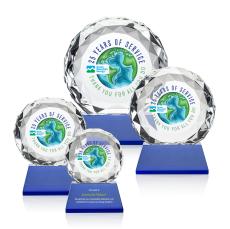 Seville Full Color Blue on Entwhistle Base Circle Crystal Award - Award Shapes