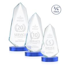 Sheridan Sky Blue on Alberton Base Peak Crystal Award - Sales Awards