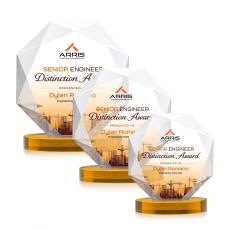 Kitchener Full Color Amber on Alberton Base Crystal Award - Glass Awards