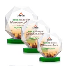 Kitchener Full Color Green on Alberton Base Crystal Award - Glass Awards