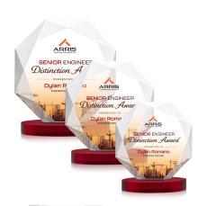 Kitchener Full Color Red on Alberton Base Crystal Award - Colored Crystal