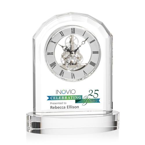 Corporate Awards - Crystal Awards - Birkdale Full Color Clock on Base