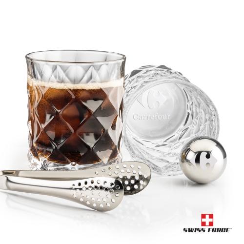 Corporate Recognition Gifts - Etched Barware - Swiss Force&reg; S/S Balls & 2 Woodward OTR
