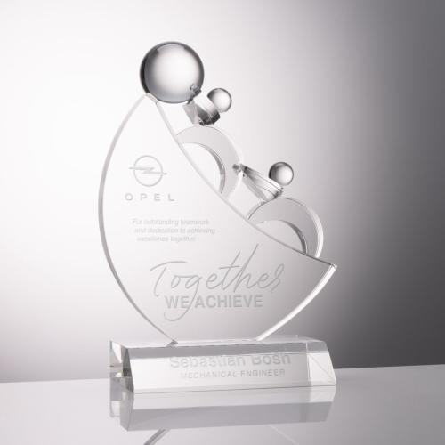 Corporate Awards - Crystal Awards - Teamwork Arch & Crescent Crystal Award