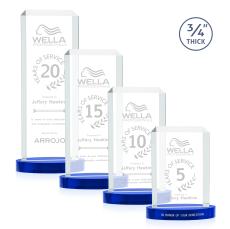 Dalton Blue on Alberton Base Rectangle Crystal Award - Colored Crystal