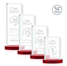 Dalton Red on Alberton Base Rectangle Crystal Award - Colored Crystal