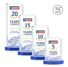 Dalton Full Color Sky Blue on Alberton Base Rectangle Crystal Award - Crystal Awards