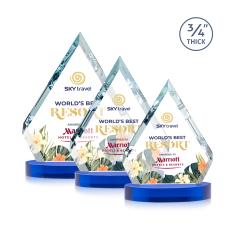 Apex Full Color Blue on Alberton Base Crystal Award - Crystal Awards