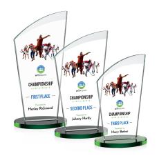 Tomkins Full Color Green Peak Crystal Award - Sales Awards