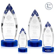 Fortier Blue on Base Peak Crystal Award - Colored Glass Awards