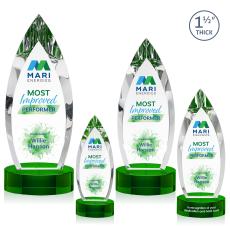 Fortier Full Color Green on Base Peak Crystal Award - Crystal Awards