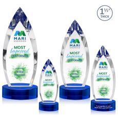 Fortier Full Color Blue on Base Peak Crystal Award - Crystal Awards