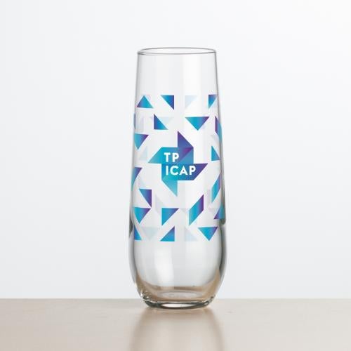 Corporate Recognition Gifts - Etched Barware - Ossington Stemless Flute - Full Color