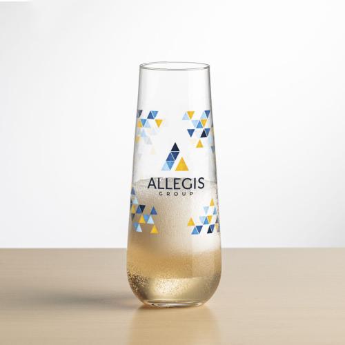 Corporate Recognition Gifts - Etched Barware - Cannes Stemless Flute - Full Color