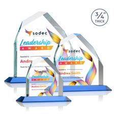 Austere Full Color Sky Blue Peak Crystal Award - Sales Awards