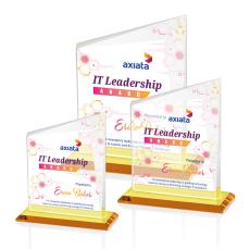 Bellamy Full Color Amber Peak Crystal Award - Colored Crystal