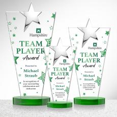 Mantella Chrome Full Color Green Star Crystal Award - Crystal Star Awards