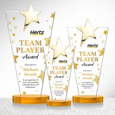 Mantella Gold Full Color Amber Star Crystal Award - Crystal Star Awards