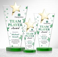 Mantella Gold Full Color Green Star Crystal Award - Crystal Star Awards
