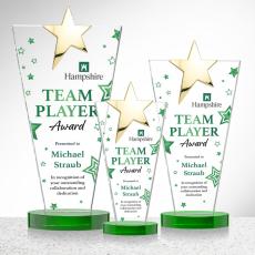 Mantella Gold Full Color Green Star Crystal Award - Crystal Star Awards