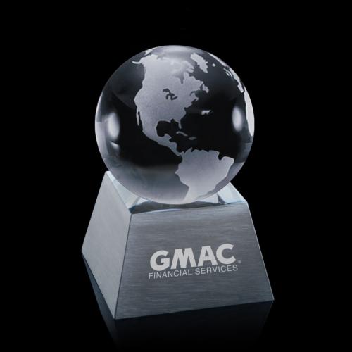 Corporate Gifts, Recognition Gifts and Desk Accessories - Paperweights - Globe on Aluminum Base