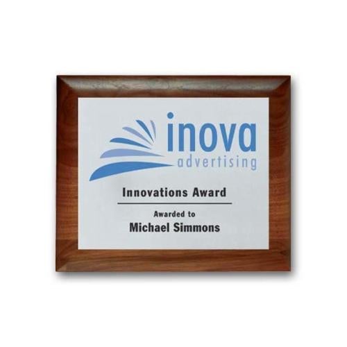 Corporate Awards - Award Plaques - Screenprint Aluminum - Walnut Rolled Edge   