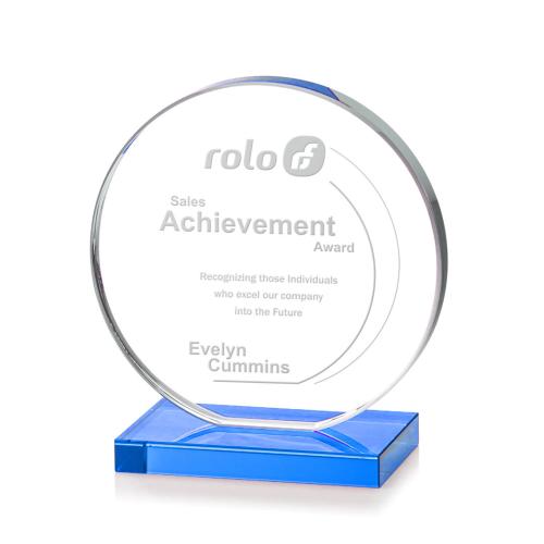 Corporate Awards - Crystal Awards - Victoria Sky Blue Circle Crystal Award