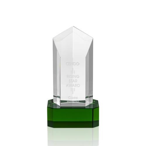 Corporate Awards - Crystal Awards - Crystal Pillar Awards - Jolanda Green  on Base Obelisk Crystal Award