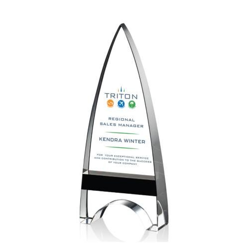 Corporate Awards - Full Color Awards - Kent Full Color Black Arch & Crescent Crystal Award
