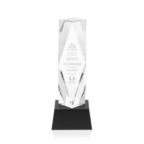 Corporate Awards - Crystal Awards - Toscana Black on Base Obelisk Crystal Award