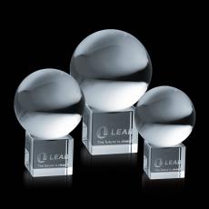 Employee Gifts - Crystal Ball Spheres on Cube Crystal Award