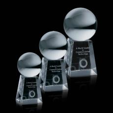 Employee Gifts - Crystal Ball Spheres on Tall Base Crystal Award