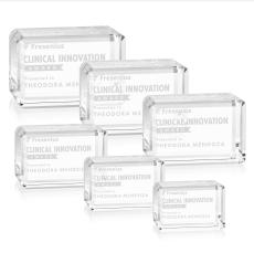 Fulton Cube Horizontal Rectangle Crystal Award - Desk Accessories