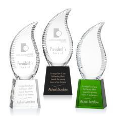 Harmony Deep Etch Flame Crystal Award - Crystal Awards