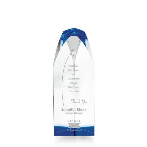 Corporate Awards - Crystal Awards - Colored Crystal - Cascade Tower Arch & Crescent Crystal Award