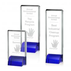 Employee Gifts - Veronese Blue Rectangle Crystal Award