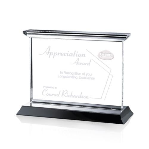 Corporate Awards - Crystal Awards - Tobermory Black (Horizontal) Rectangle Crystal Award