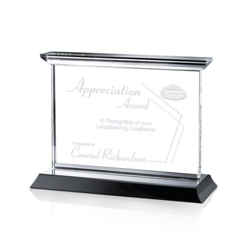 Corporate Awards - Crystal Awards - Tobermory Black (Horizontal) Rectangle Crystal Award