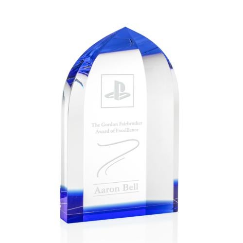 Corporate Awards - Crystal Awards - Colored Crystal - Strobel Arch & Crescent Crystal Award