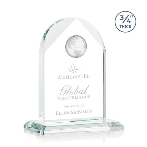 Corporate Awards - Sales Awards - Blake Globe Starfire Arch & Crescent Crystal Award