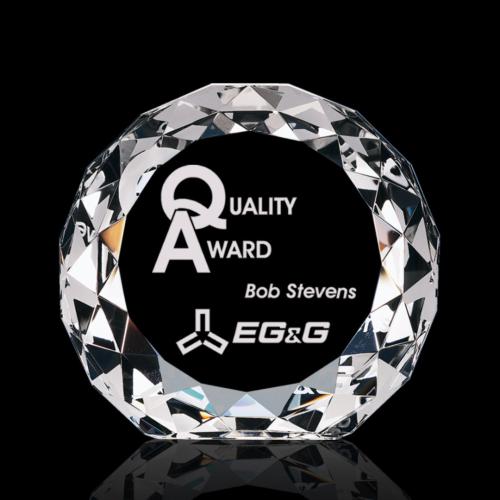 Corporate Awards - Award Shapes - Diamond Awards - Gem Cut Circle Crystal Award