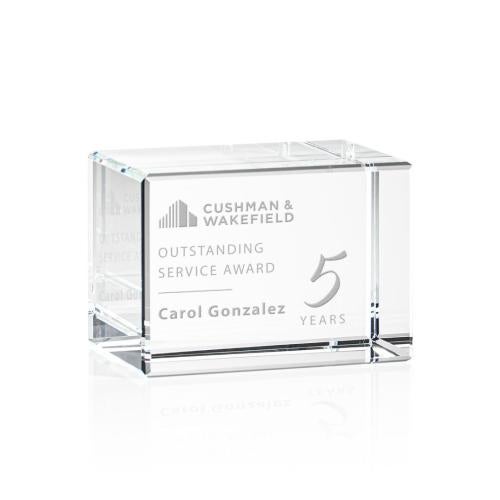 Corporate Awards - Crystal Awards - Crystal Paperweights - Lexington Cube Rectangle Crystal Award