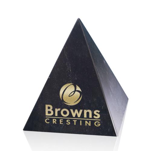 Corporate Awards - Award Plaques - Marble and Stone Plaques - Marble Black Pyramid Stone Award