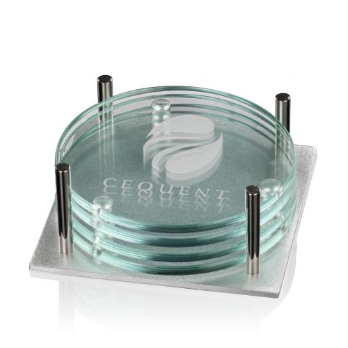 Corporate Recognition Gifts - Desk Accessories - Barnaby Coaster on Aluminum