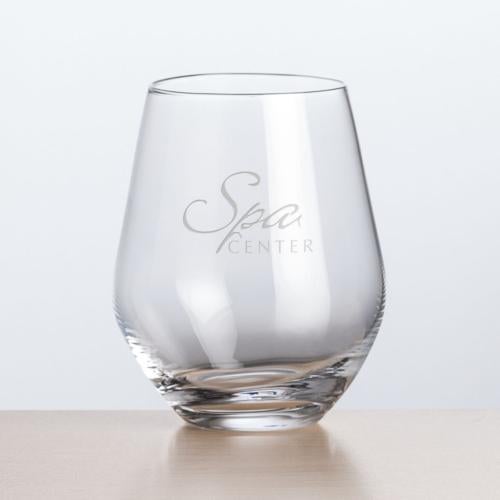 Corporate Recognition Gifts - Etched Barware - Wine Glasses - Reina Stemless Wine - Deep Etch